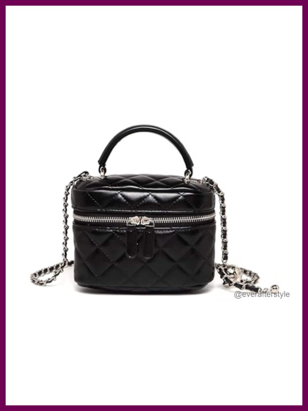 Quilted Faux Leather Mini Crossbody Bag Chain Strap 3-Way Purse